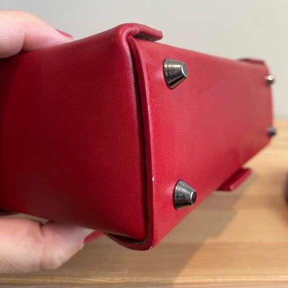 Like Dreams Agatha Mini Vegan Leather Structured Satchel Bag Red - Picture 9 of 16